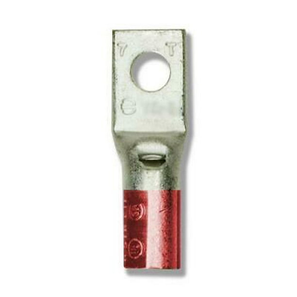 Burndy 8 AWG One-Hole Lug Compression Connector YA8CL1BOX, Pack of 10 Red Straight Barrel 